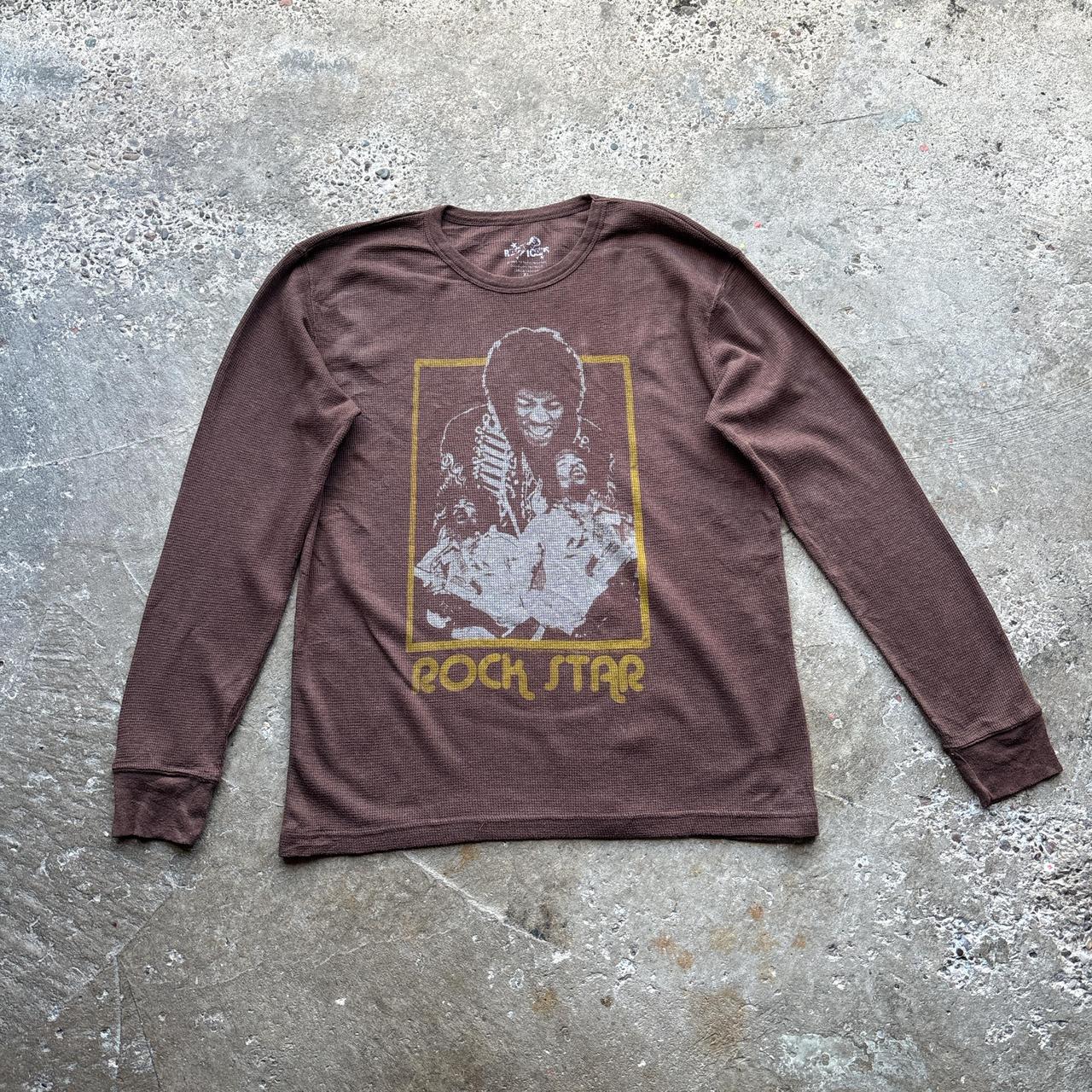 Y2k Brown Jimi Hendrix long-sleeve top - XL
