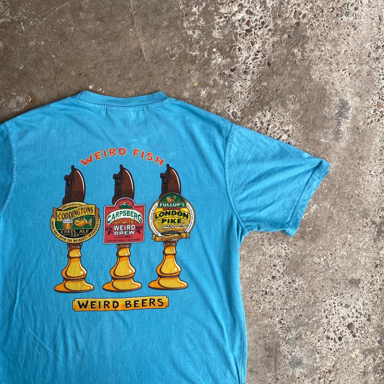 Blue Weird Fish Graphic T-Shirt - M