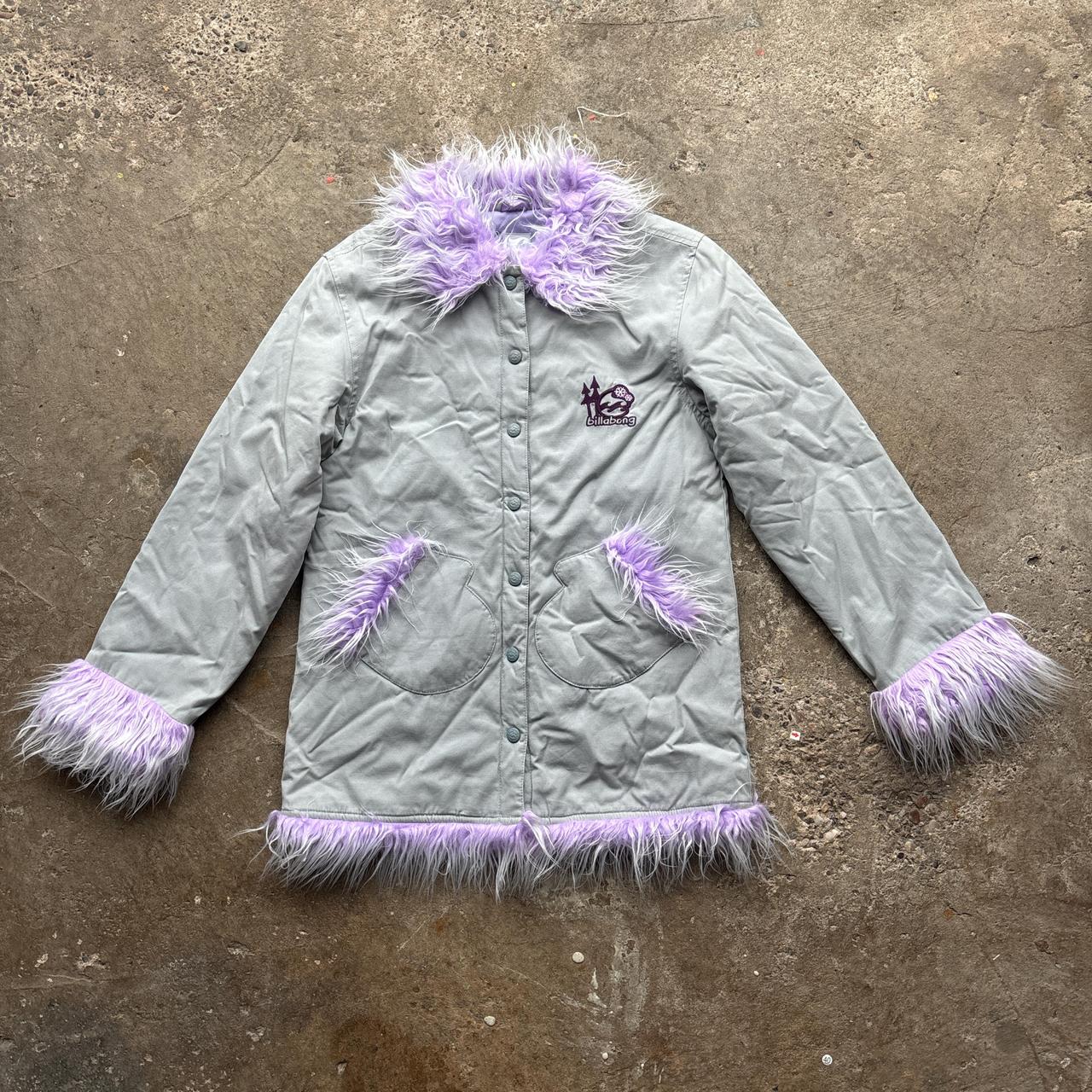 Y2K Grey and purple Billabong coat