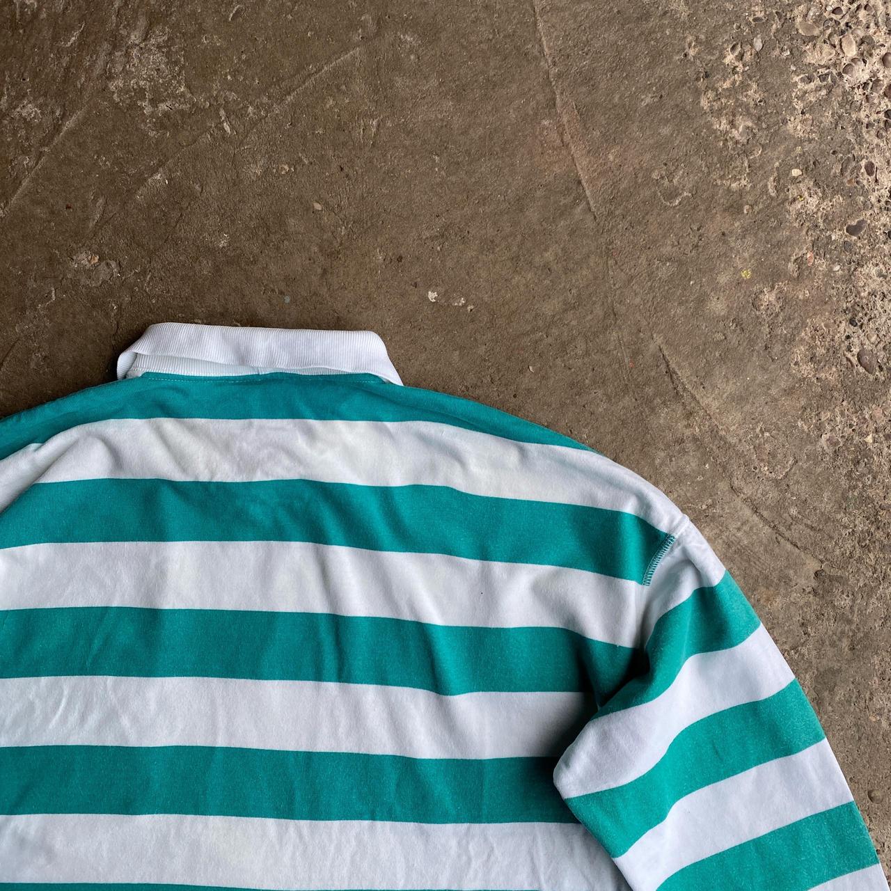 Teal & White St Michael Striped Pocket Polo Shirt - Size 10-12 (women’s)