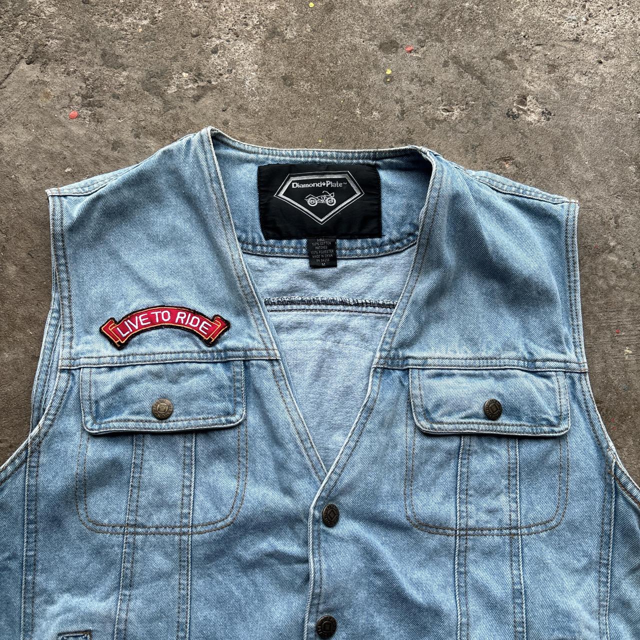 90s Blue denim biker vest