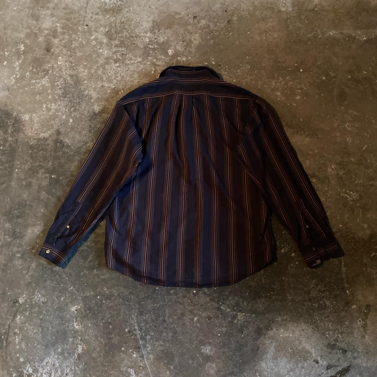 Black & Brown Stripe Yves Saint Laurent Long Sleeve Shirt - L
