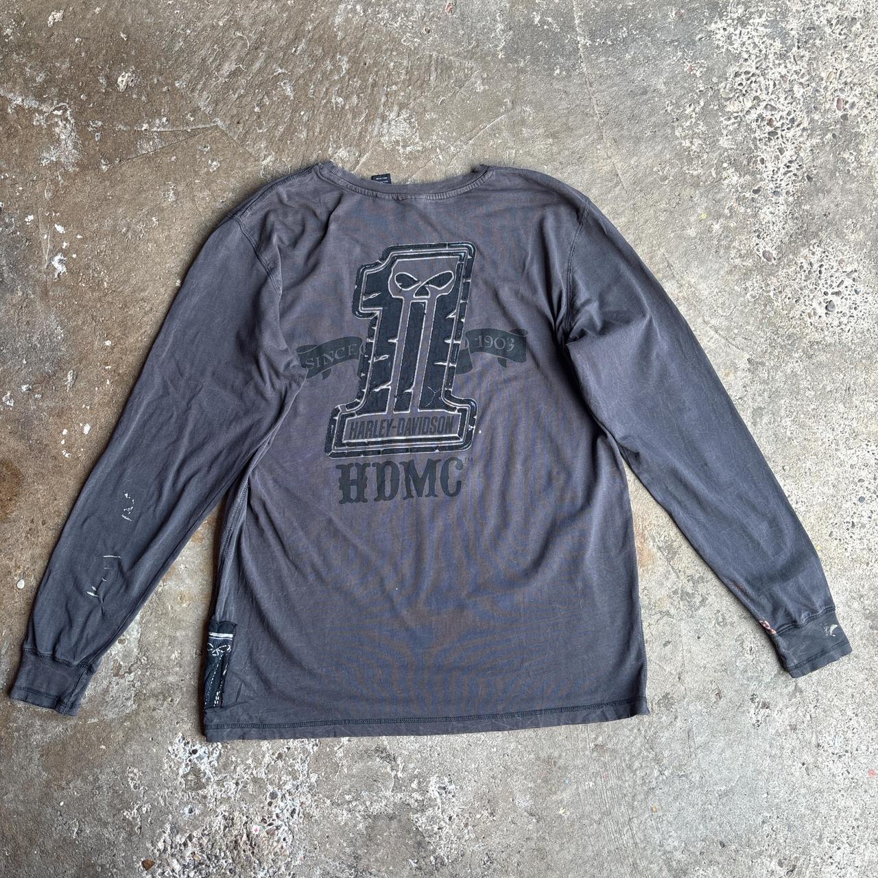 00s Grey Harley Davidson Motorcycle club long sleeve top