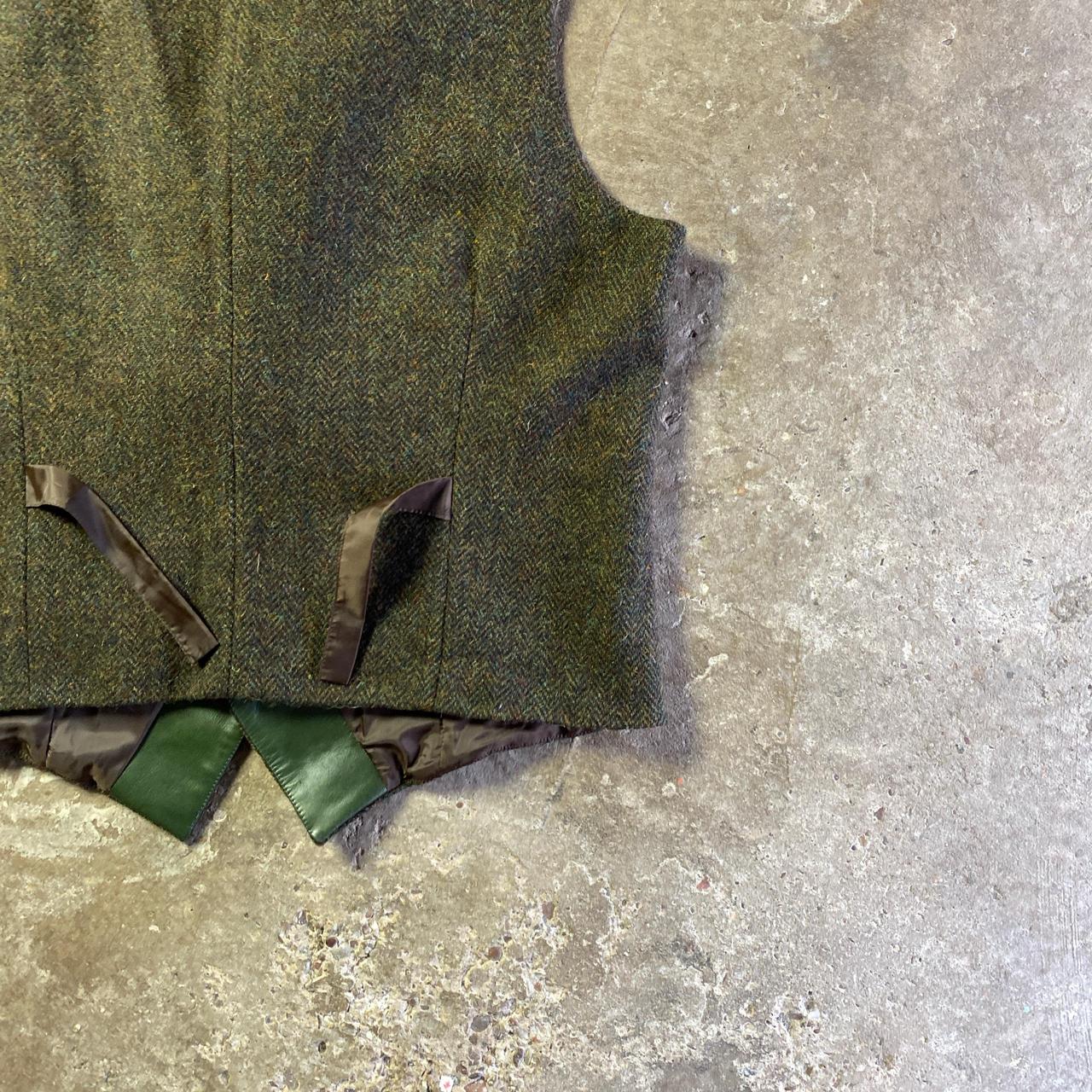 Olive Green Herringbone Tweed Waistcoat
