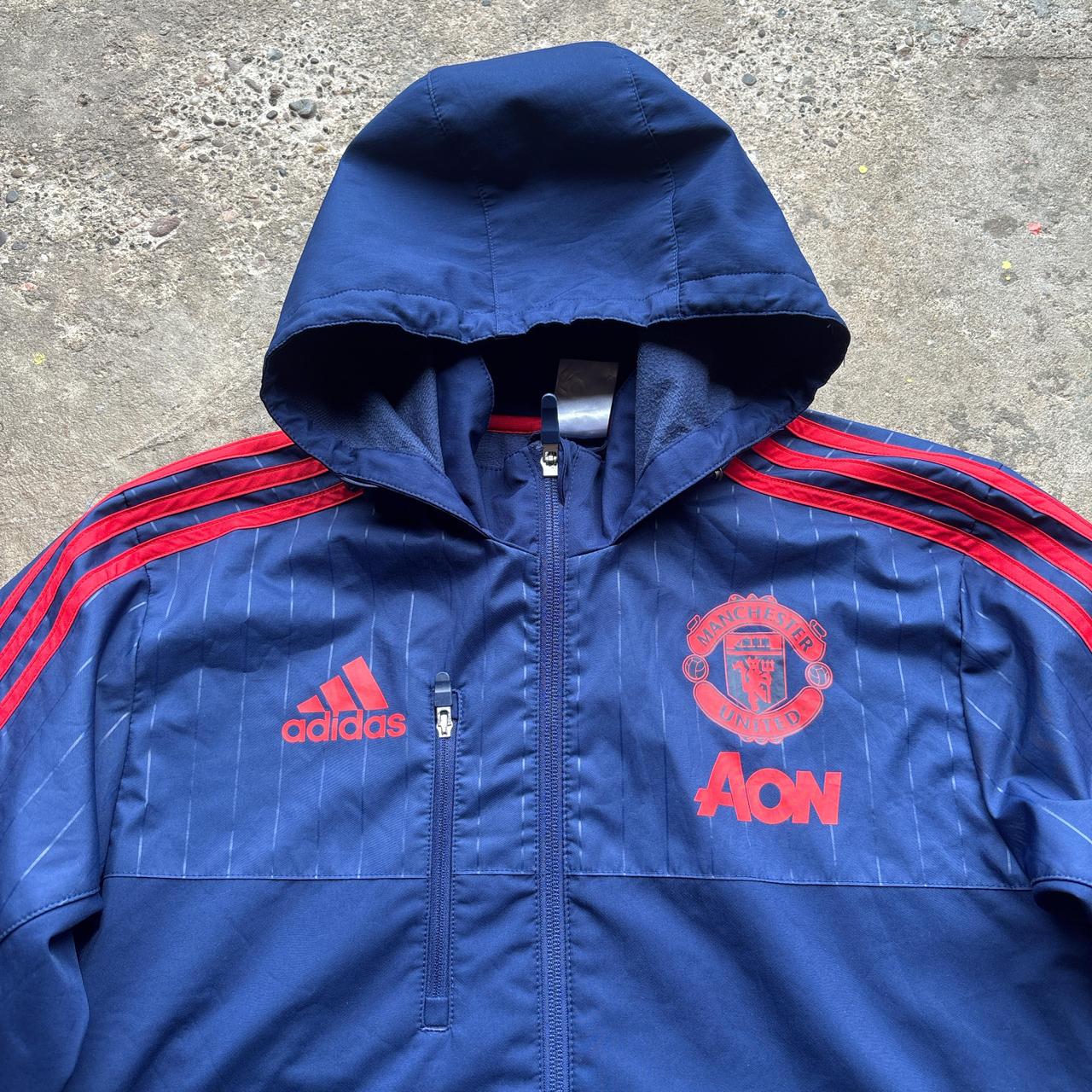 Navy Adidas hooded zipped jacket - S