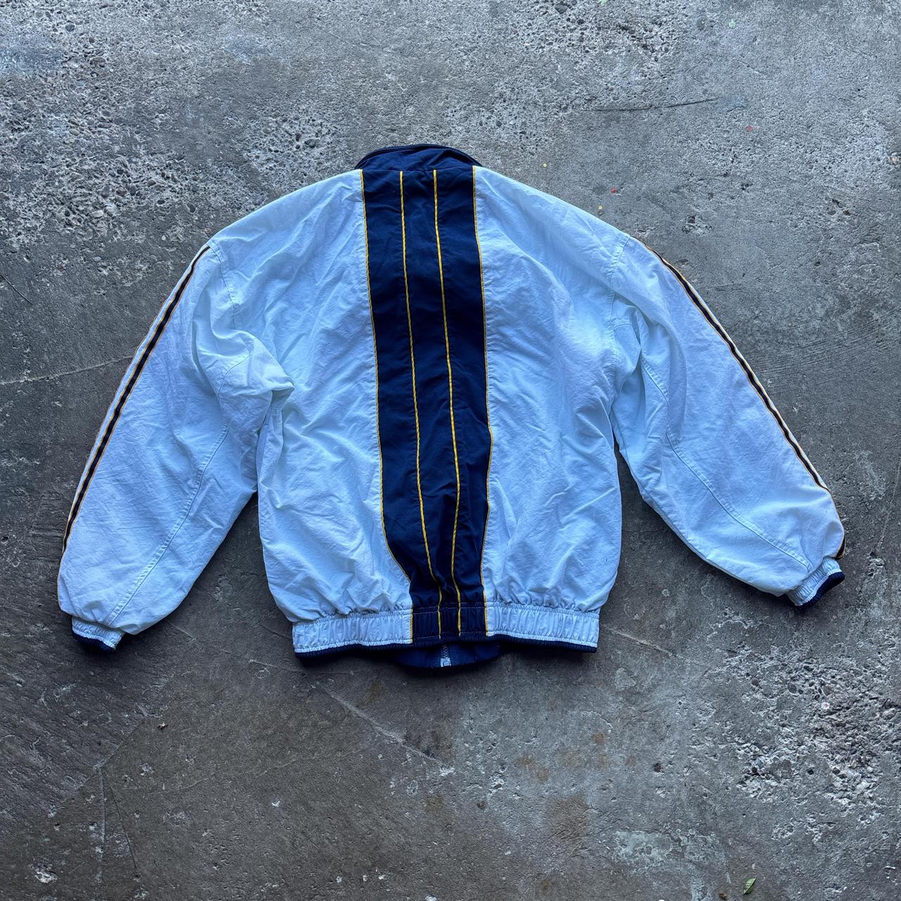 00s White and navy Adidas Track Jacket - M