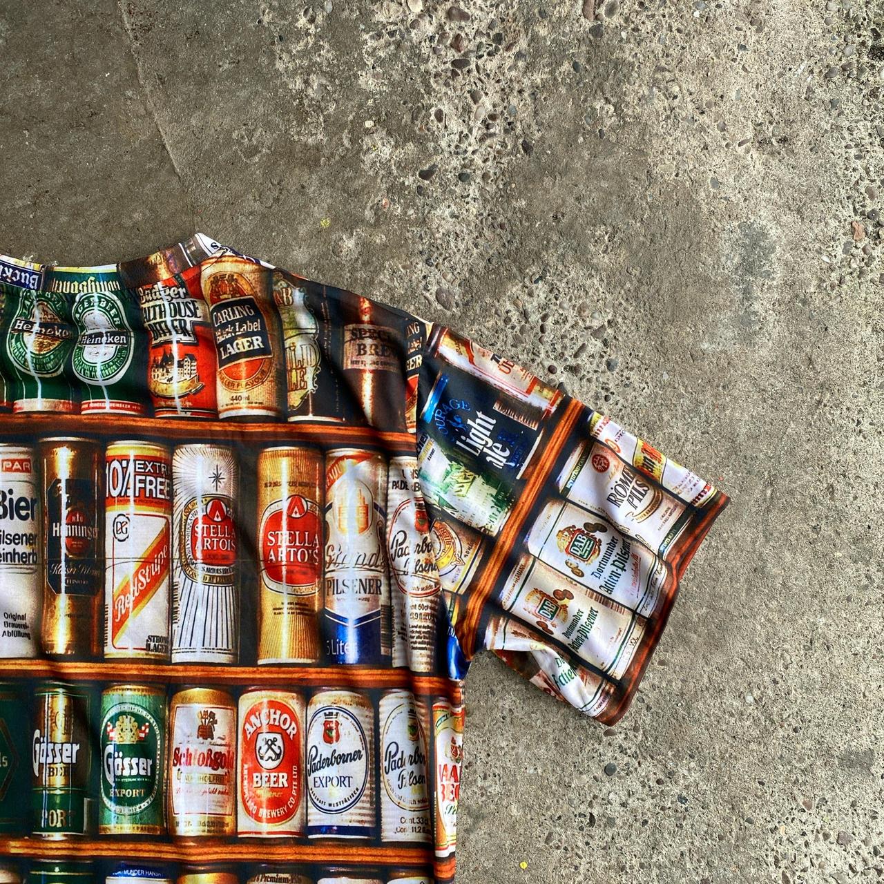 Beer Can Print T-Shirt