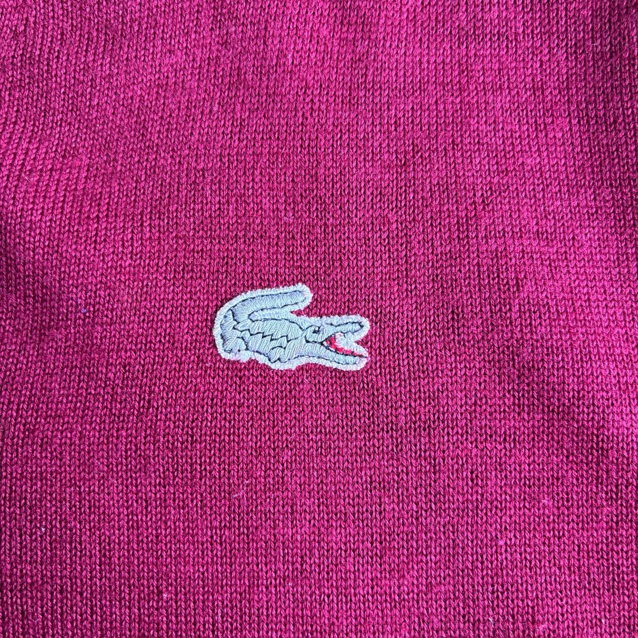Burgundy Lacoste V-Neck Jumper - XL