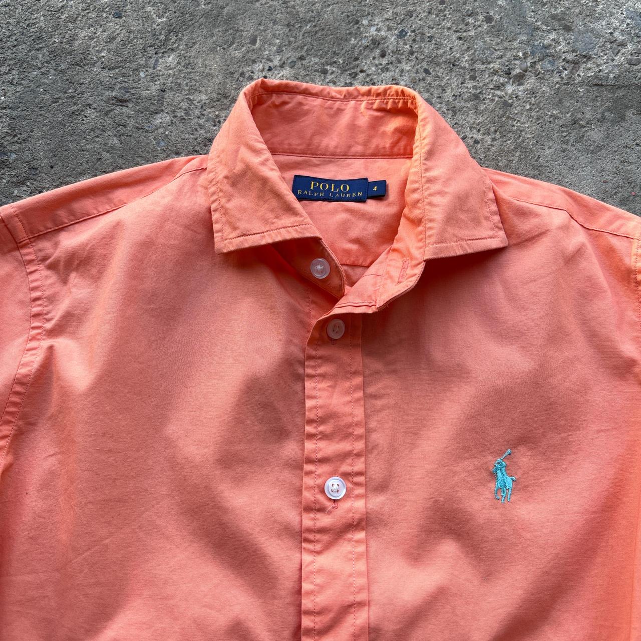 Peach Polo Ralph Lauren shirt with blue pony