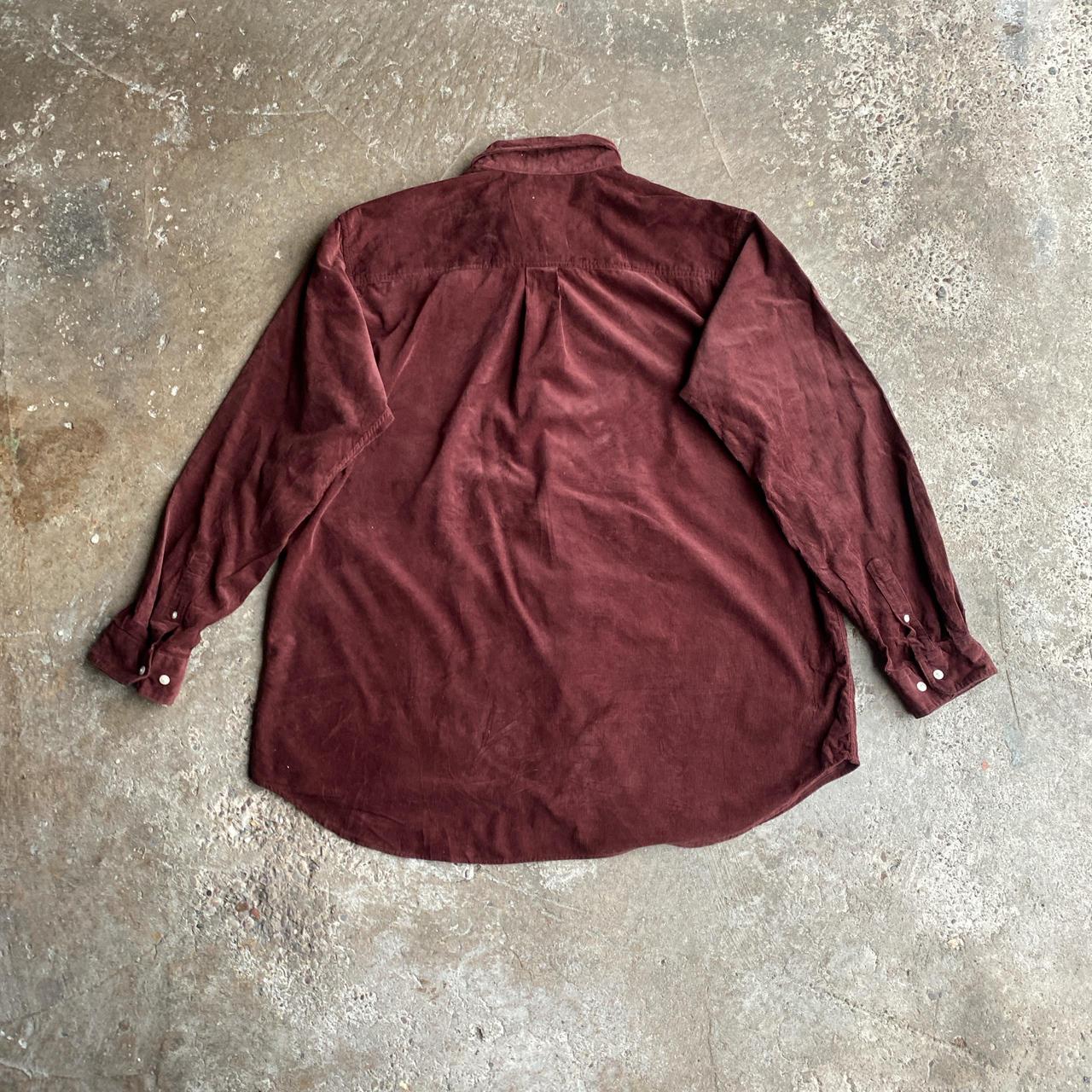 Burgundy Corduroy Button Up Long Sleeve Shirt - 2XL