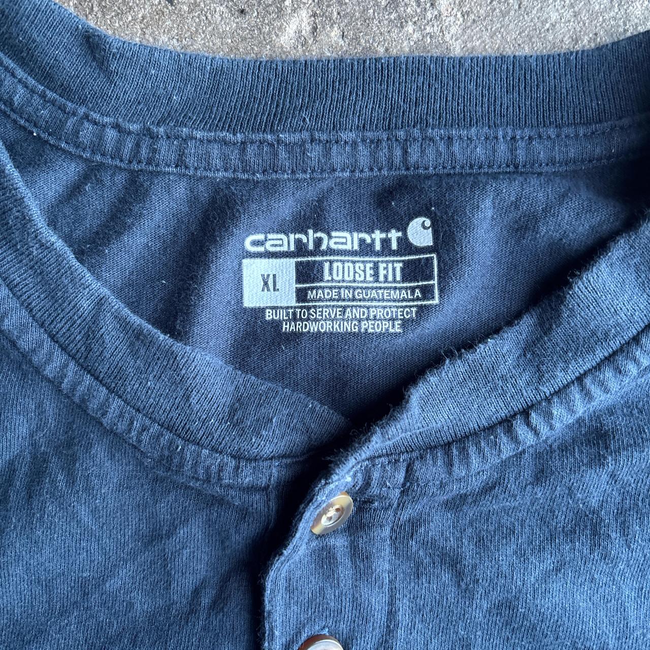 Navy Carhartt Button Up Long-Sleeve T-Shirt - XL