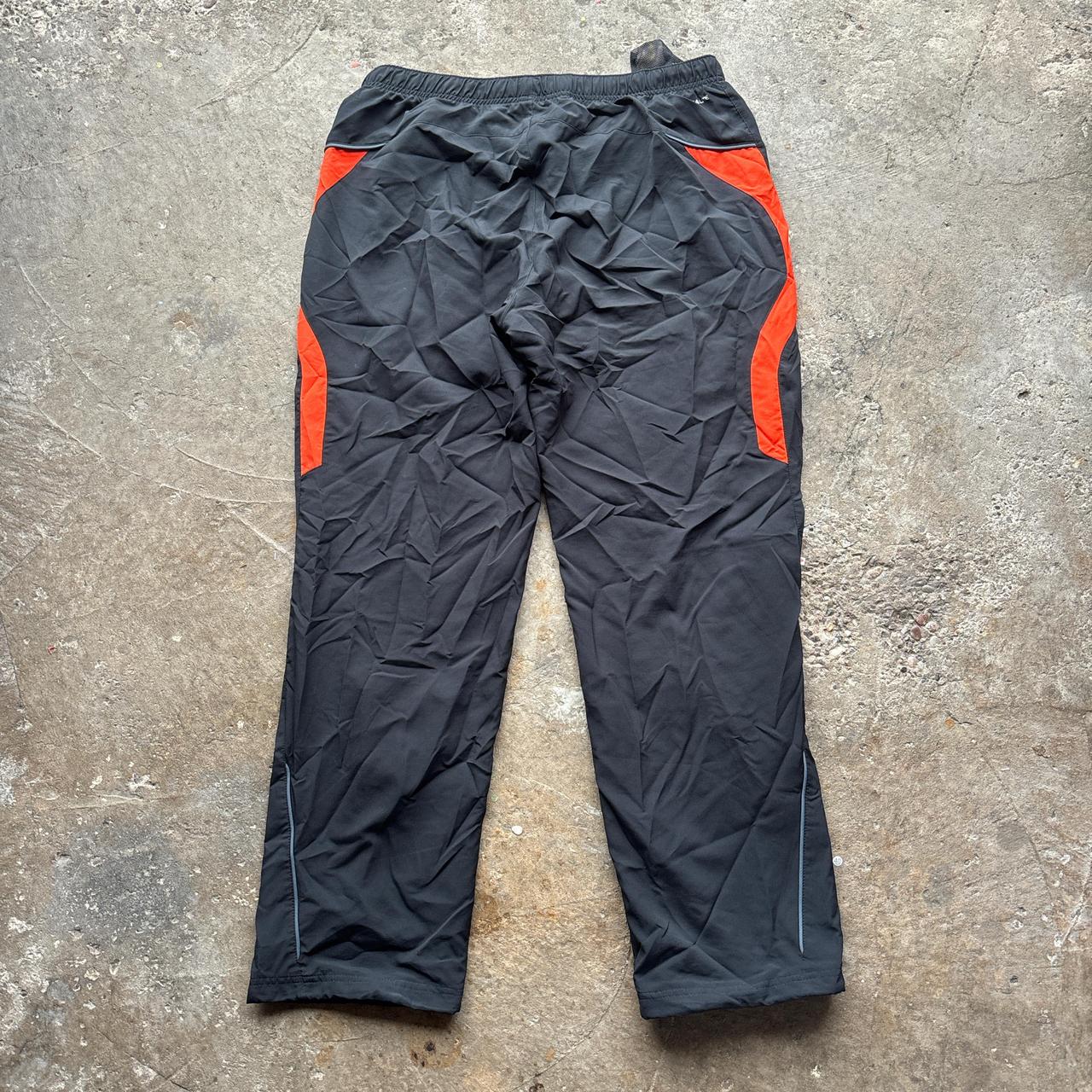 00s Black and orange Adidas track pants