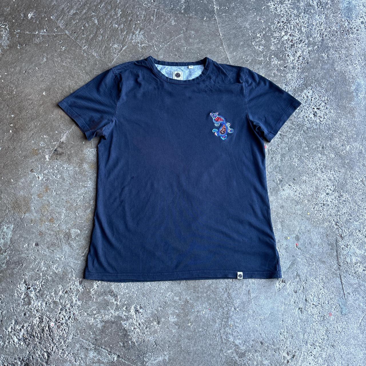 Navy Pretty Green Embroidered T-Shirt - L