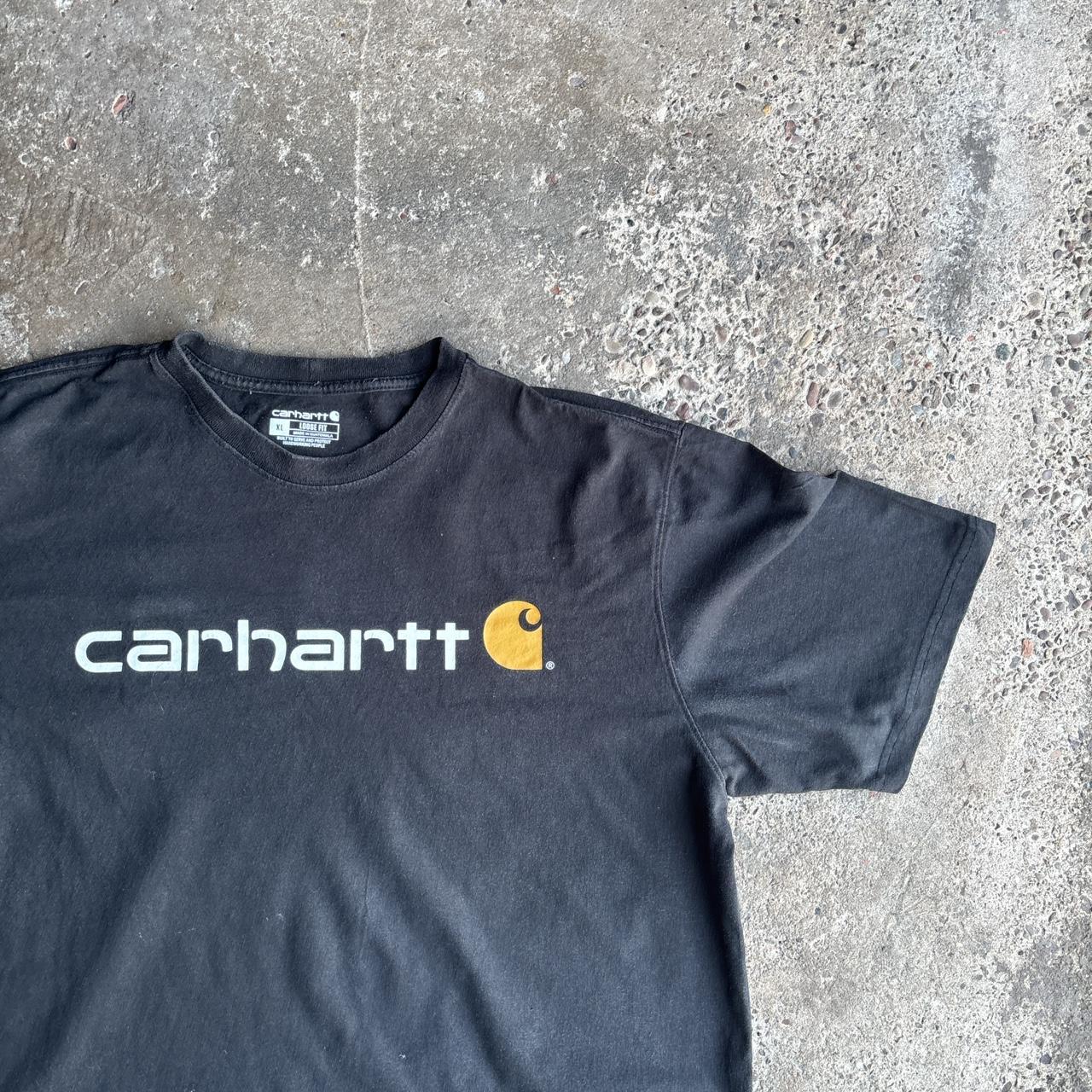 Distressed Black Carhartt T-Shirt - XL