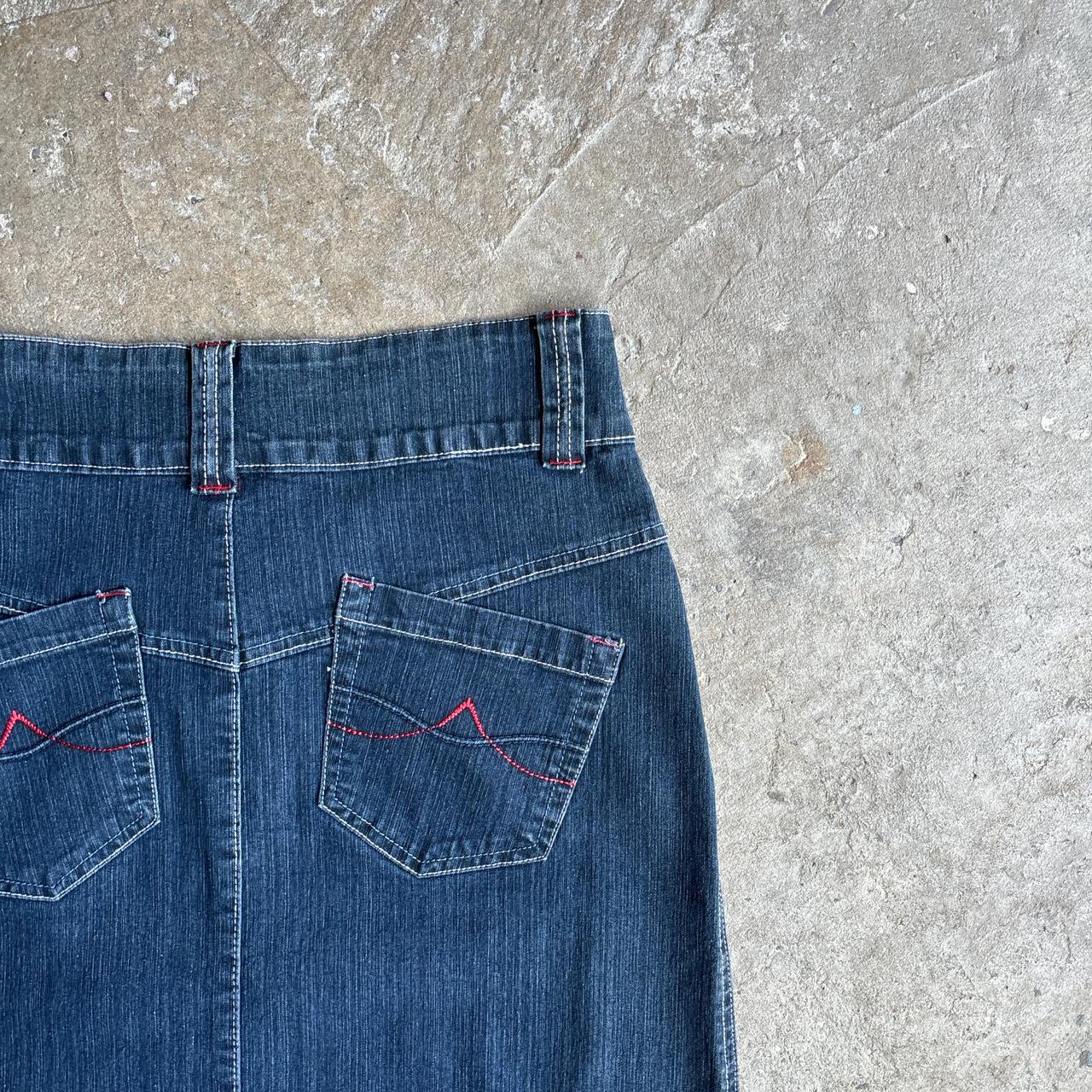 Dark Blue Textured Denim Skirt