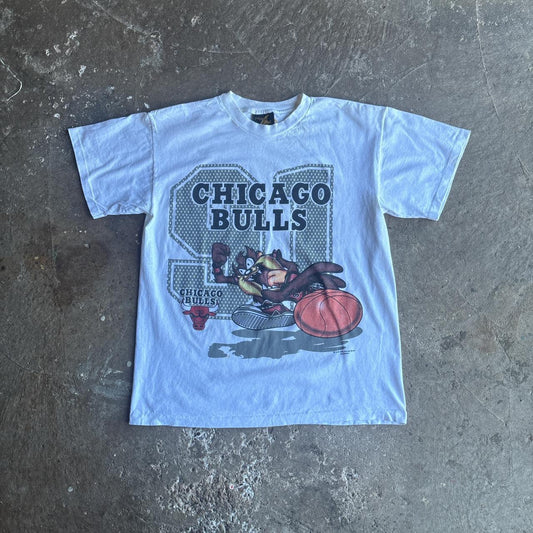 White Chicago Bulls Looney Tunes Michael Jordon 91 Vintage 1996 T Shirt