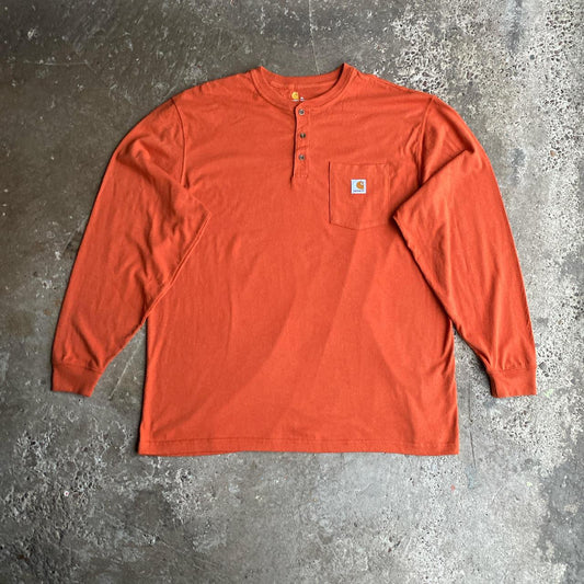 Orange Carhartt Long-Sleeve Single Pocket T-Shirt - XL