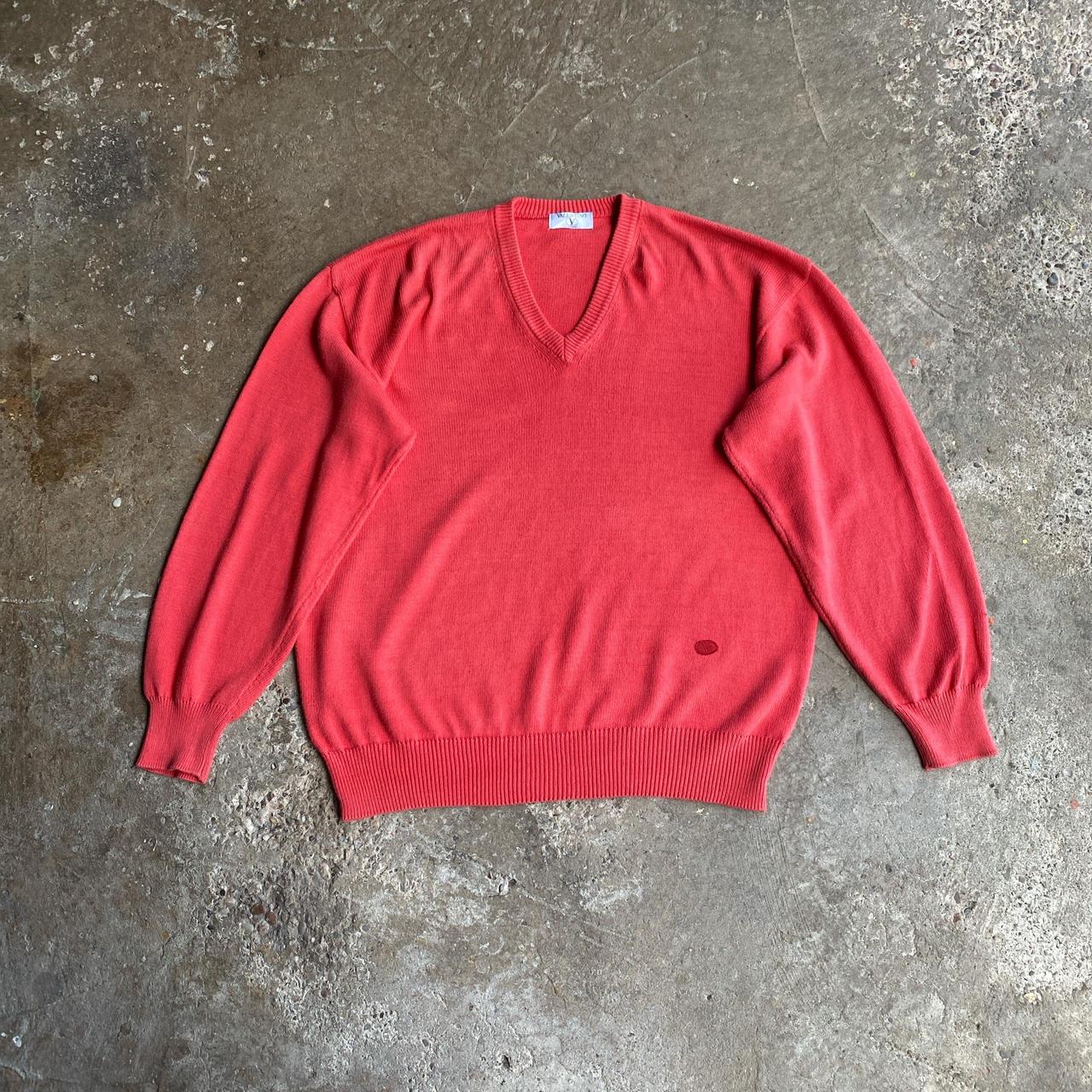 Salmon Pink V-Neck Valentino Jumper - XL