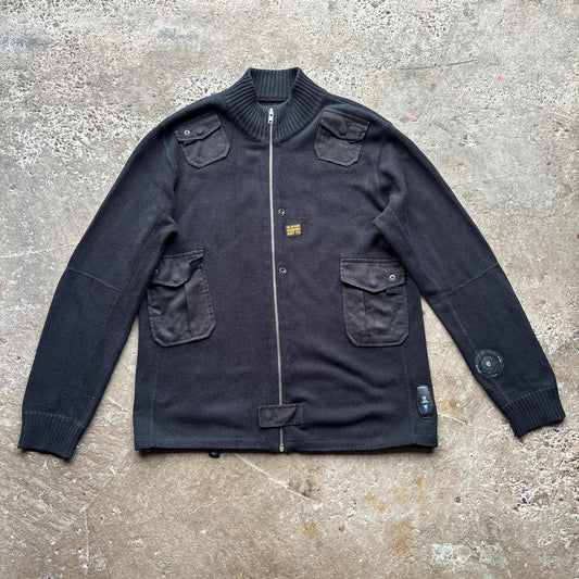 Black G-Star knitted zip-through sweater - XL