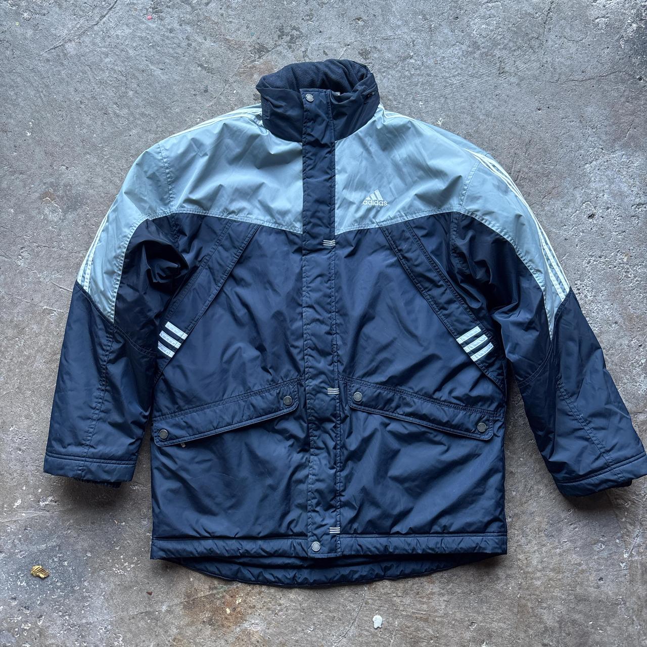 00s Adidas navy and grey puffer jacket