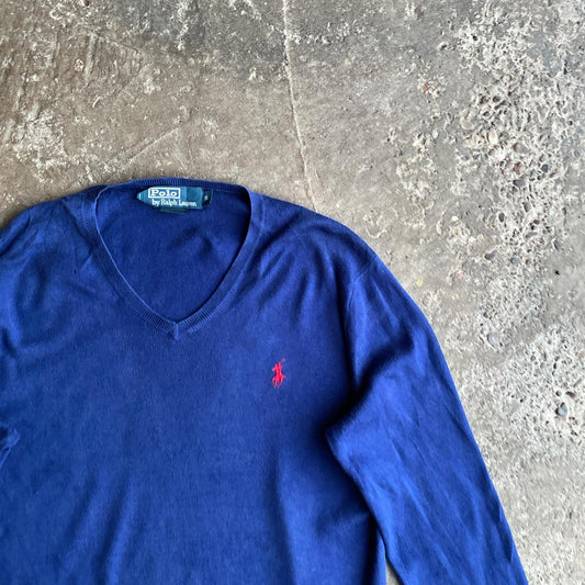 Navy Ralph Lauren V-Neck Jumper - S