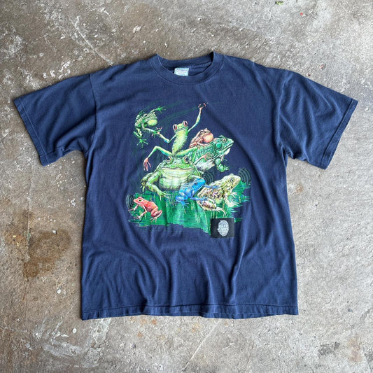 90s Navy frog graphic tee