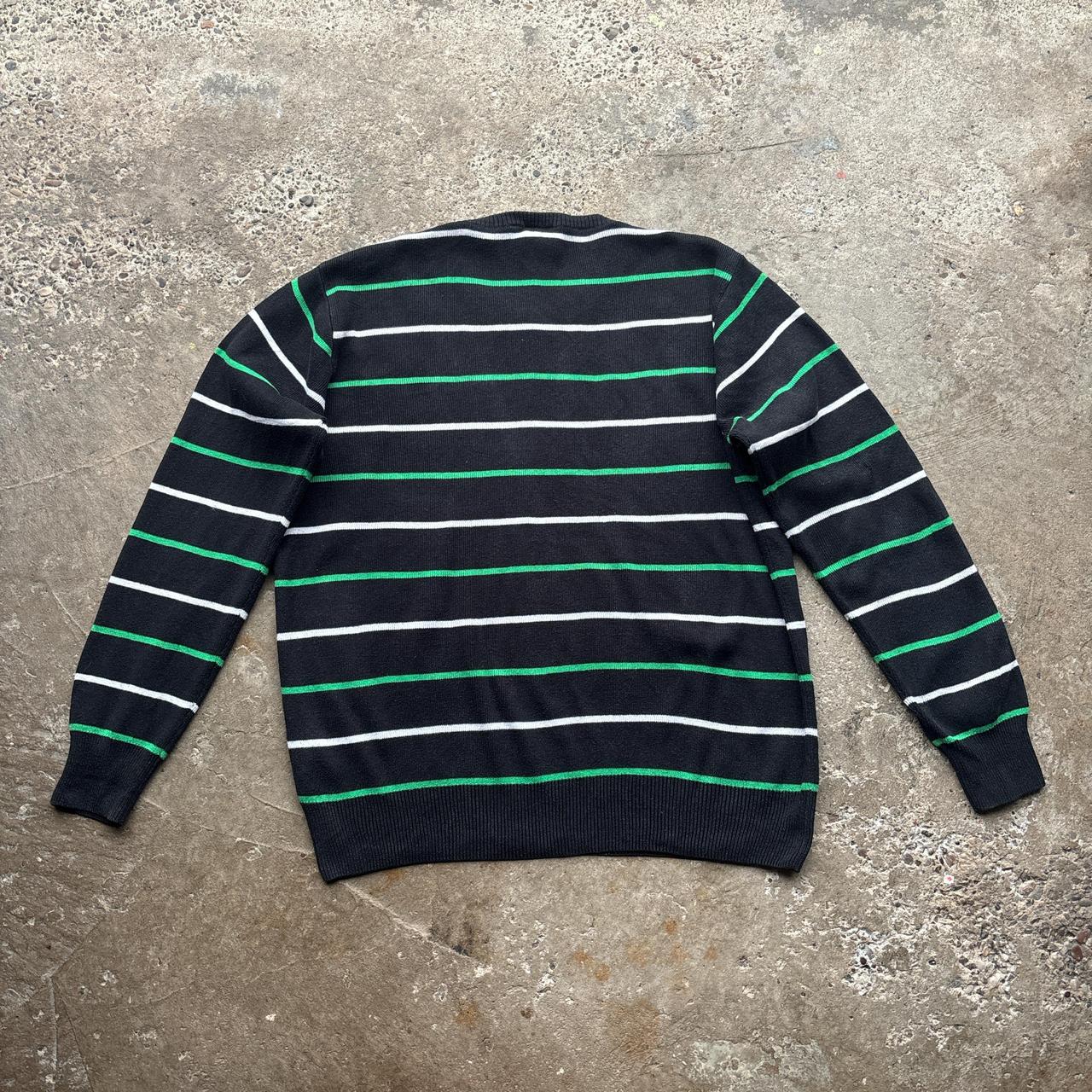 00s Black, green and white Carhartt striped knitted jumper - L