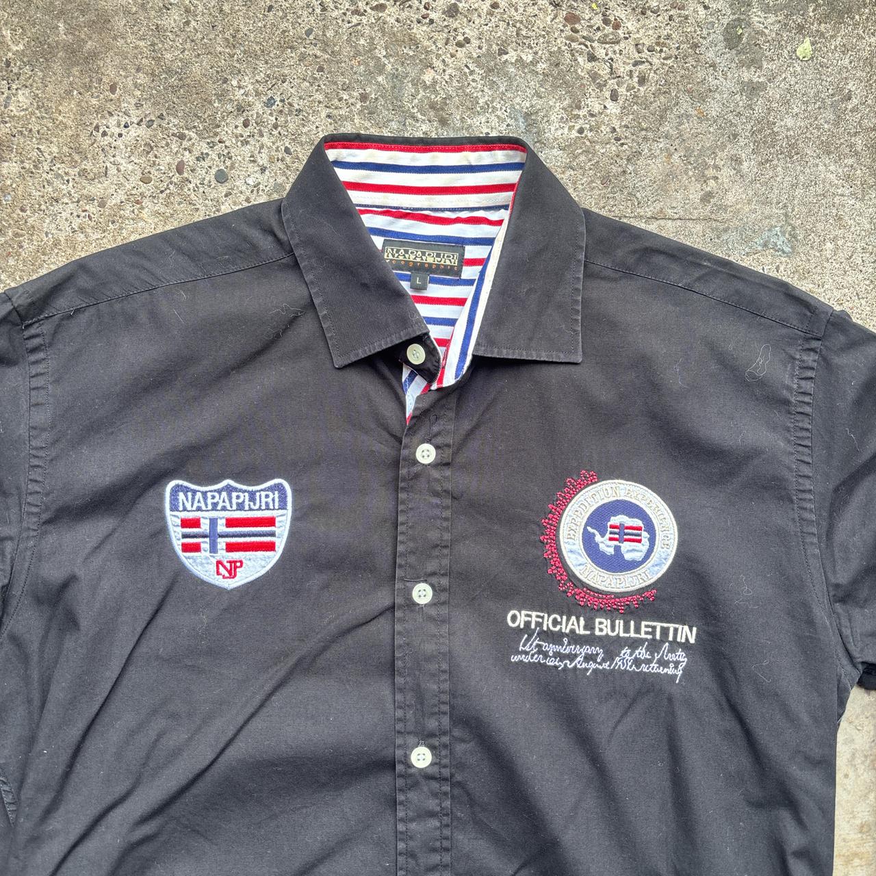 Napapijri black shirt with beautiful stitched detail all over