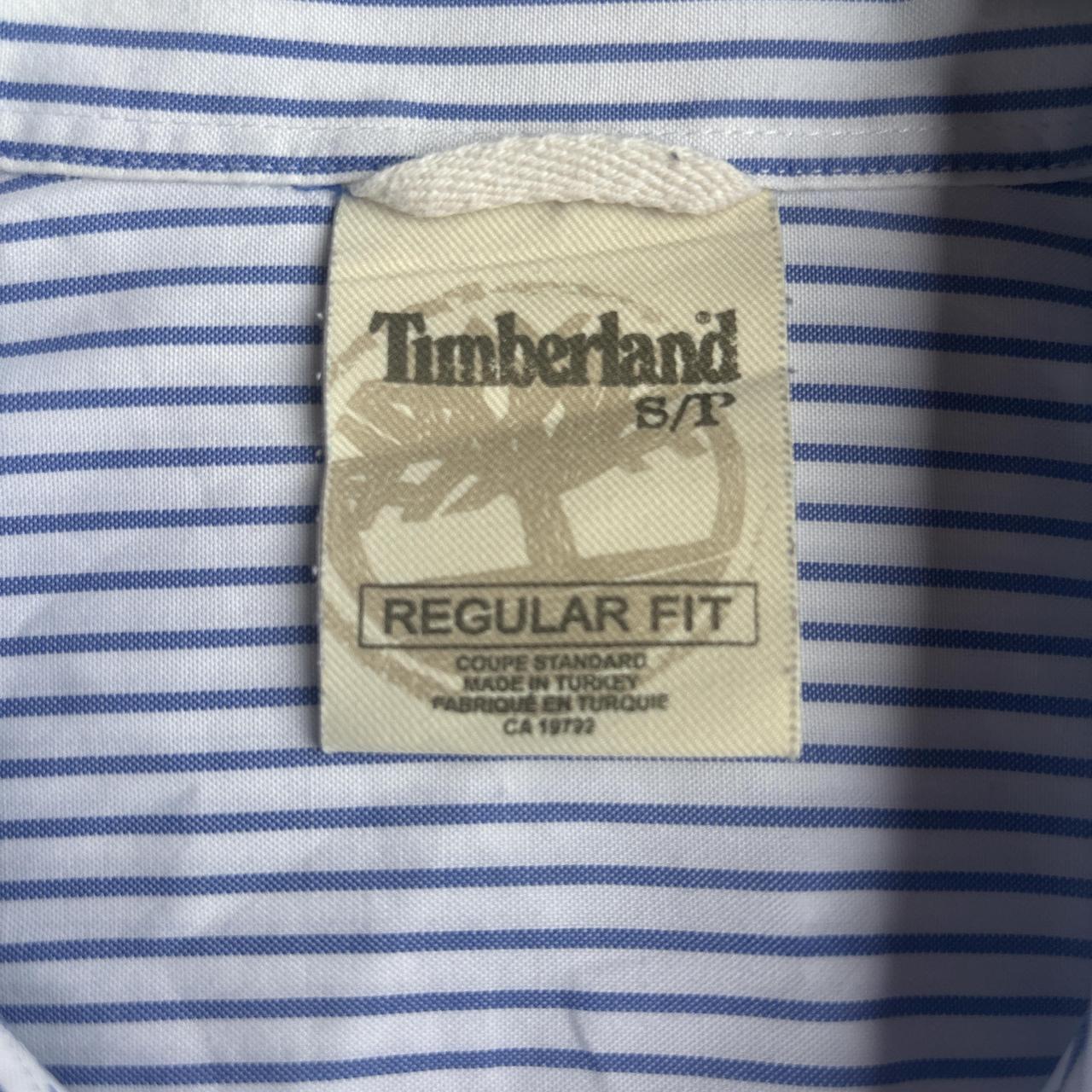 Blue & White Striped Timberland Shirt - S