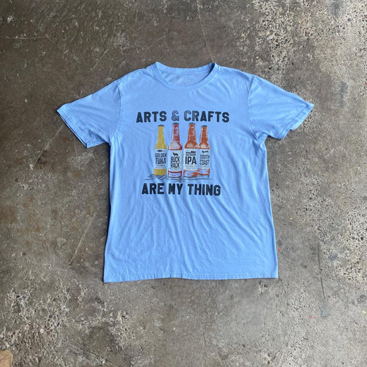 Light Blue Graphic Beer T-Shirt - M