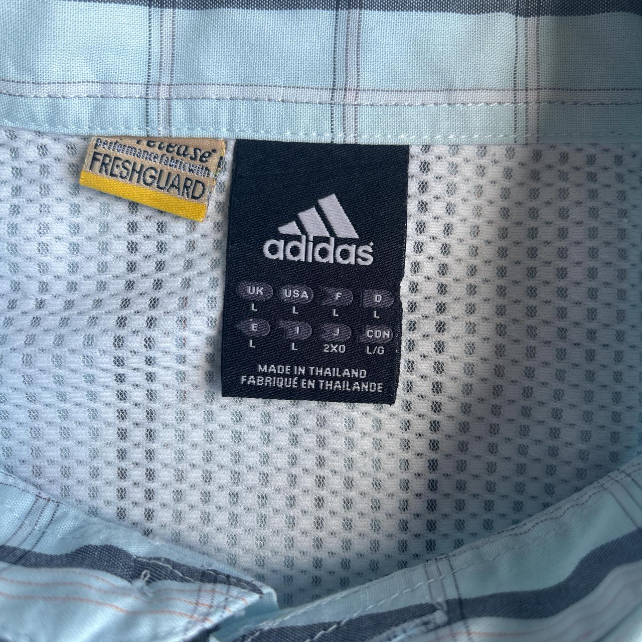Blue Adidas Climalite Checkered Short Sleeve Shirt