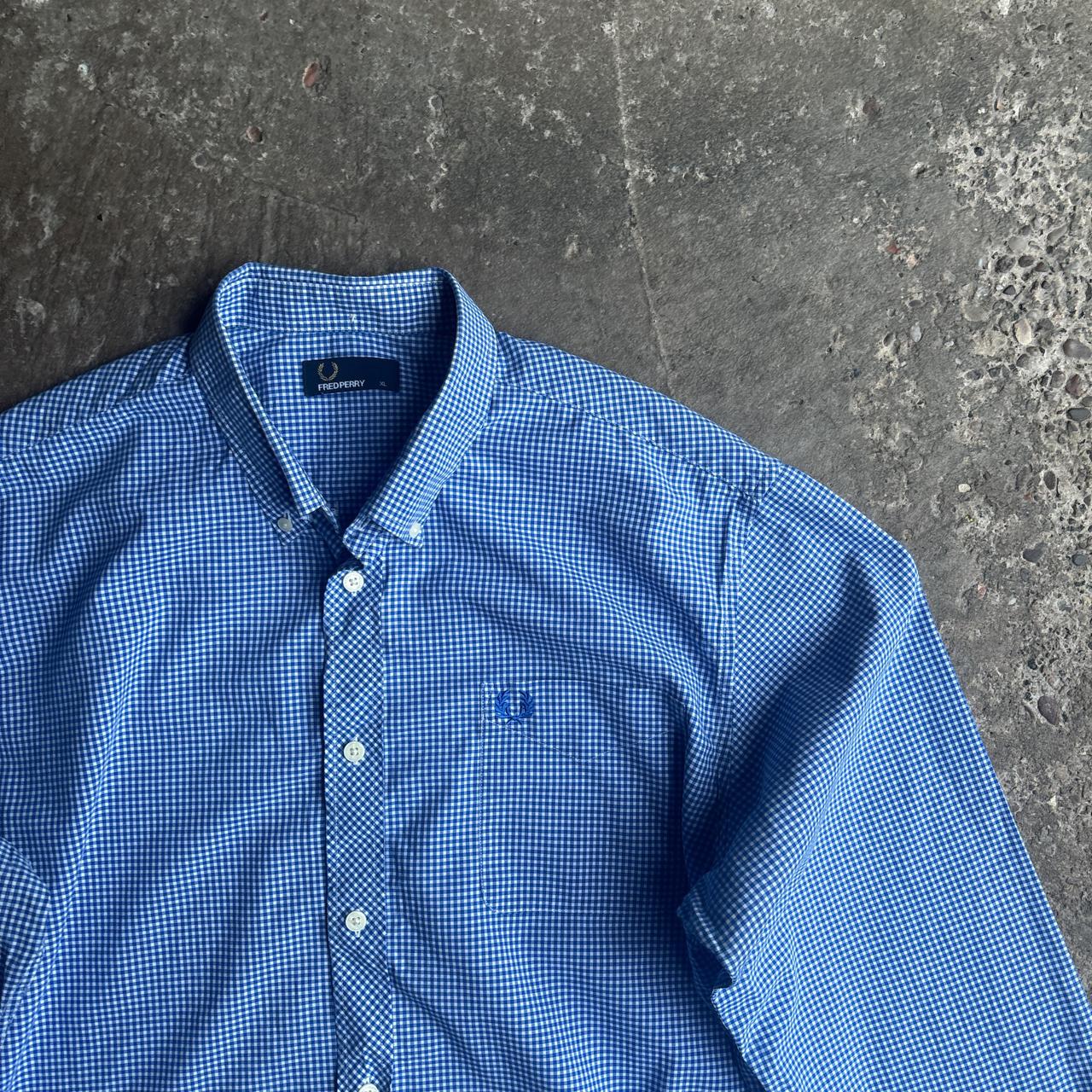 Blue Fred Perry Gingham Oxford Shirt - XL