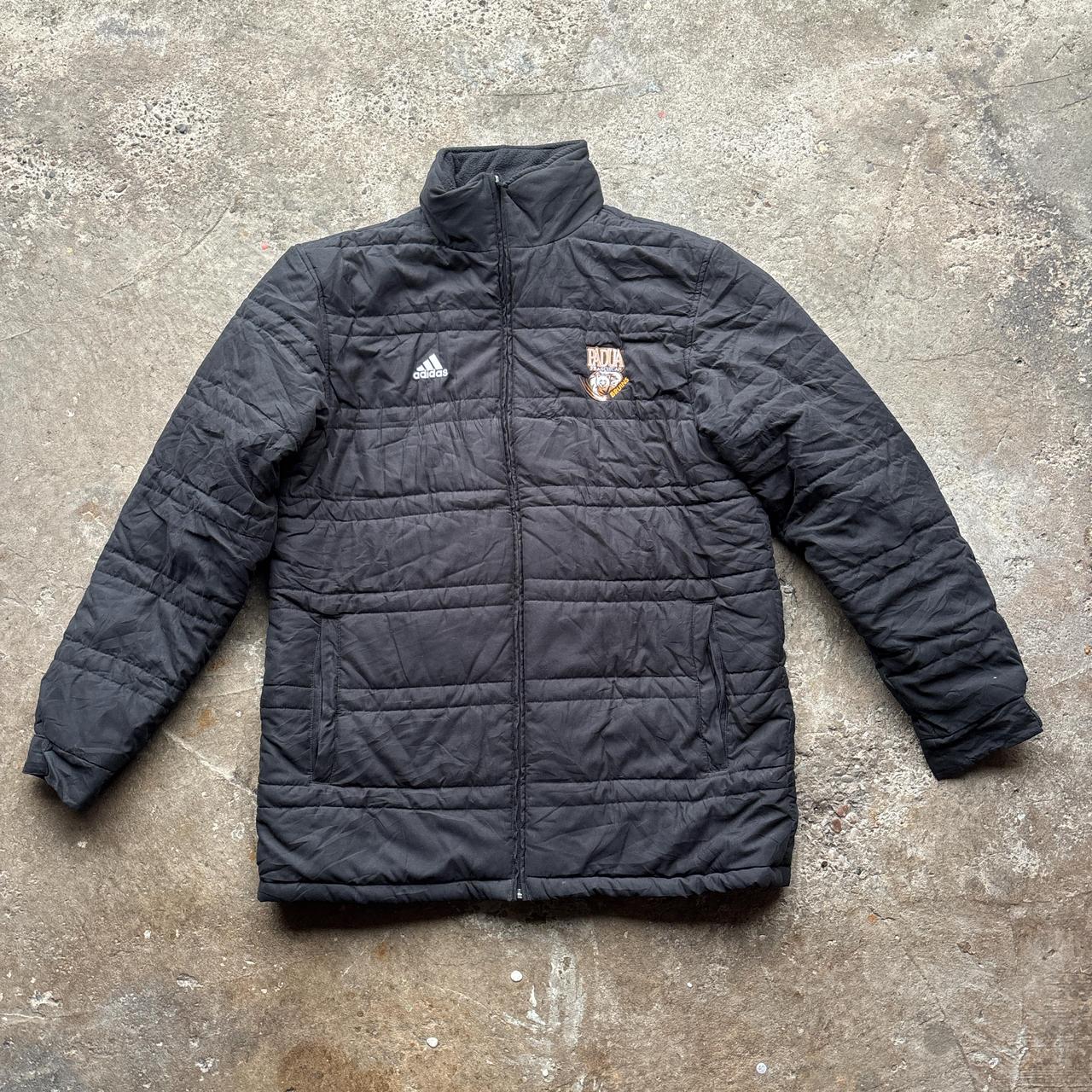 Black Adidas puffer jacket with embroidered logo