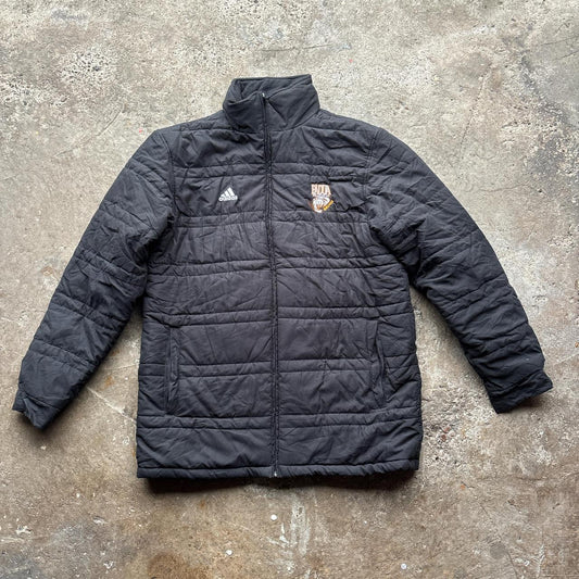 Black Adidas puffer jacket with embroidered logo