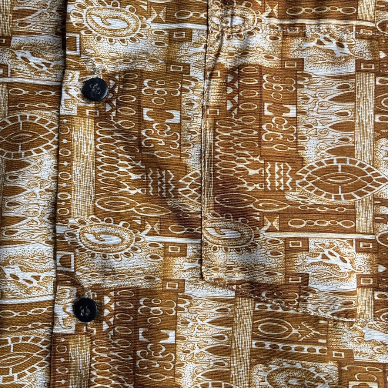 Gold Print Thai Silk Short Sleeve Shirt