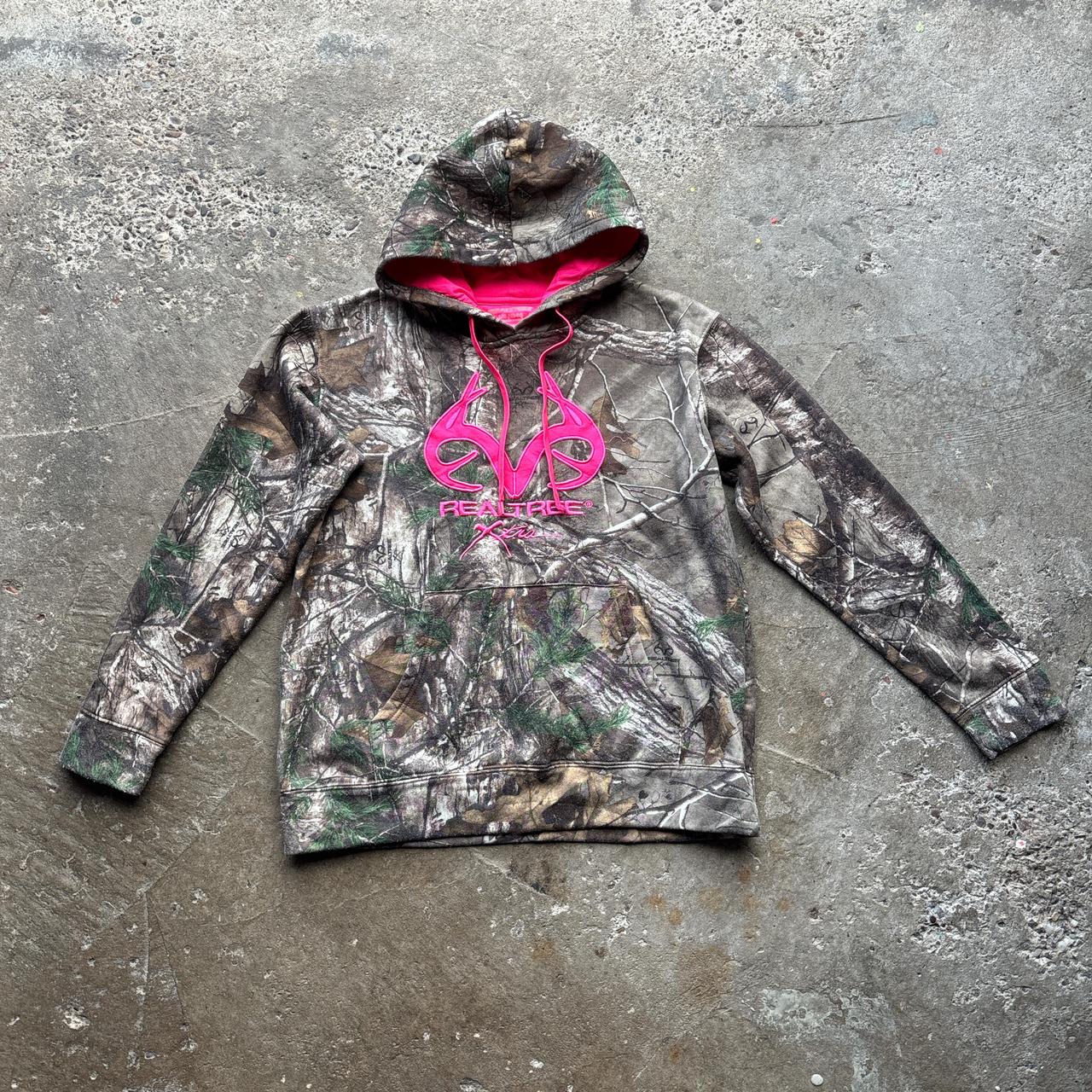 Realtree camo hoodie with pink logo - L
