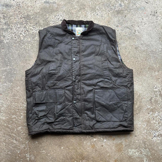Brown Wax Gilet with corduroy collar - XXXL