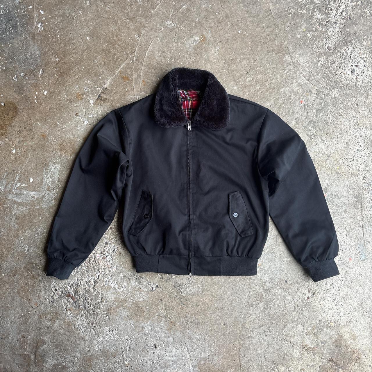Black Harrington Jacket with Fur Collar - S