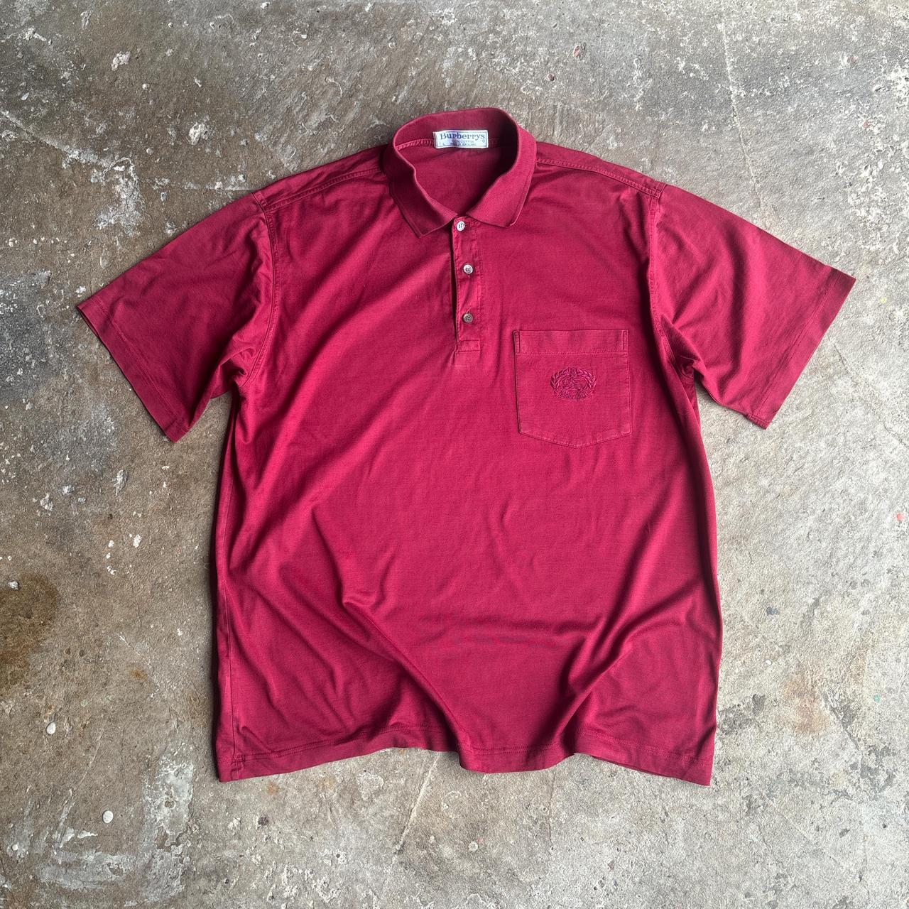 Vintage Burgundy Burberry Polo Shirt - L