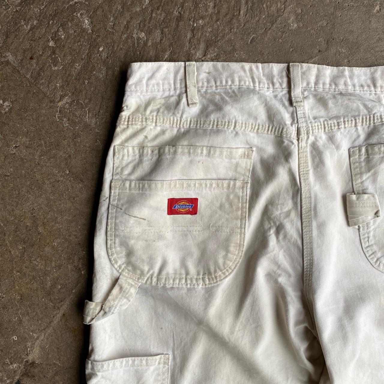 White Distressed Dickies Double Knee Carpenter Pants - W36