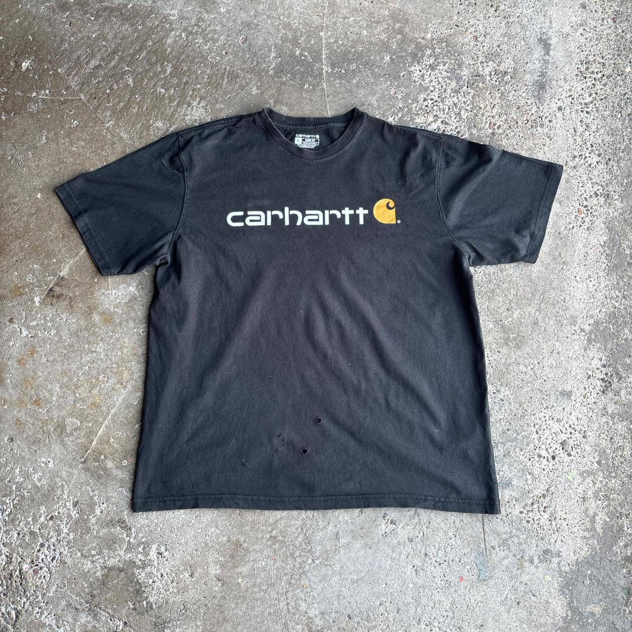 Distressed Black Carhartt T-Shirt - XL