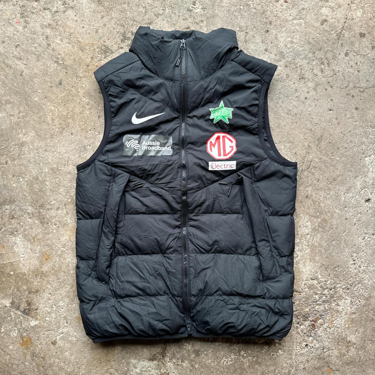 Black Nike puffer gilet with Melbourne Stars logo