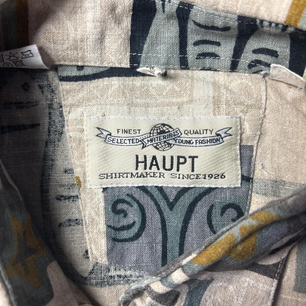 Vintage Cream Patterned Short Sleeve Shirt - L