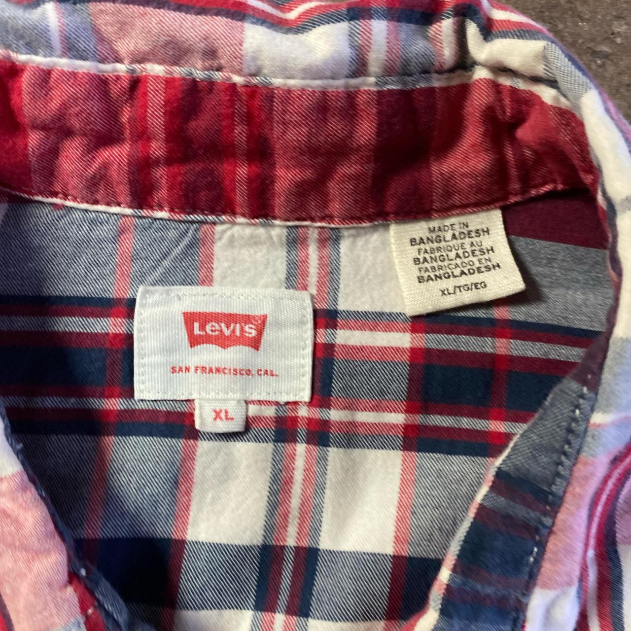 Red & Navy Plaid Levi’s Long Sleeve Shirt - XL