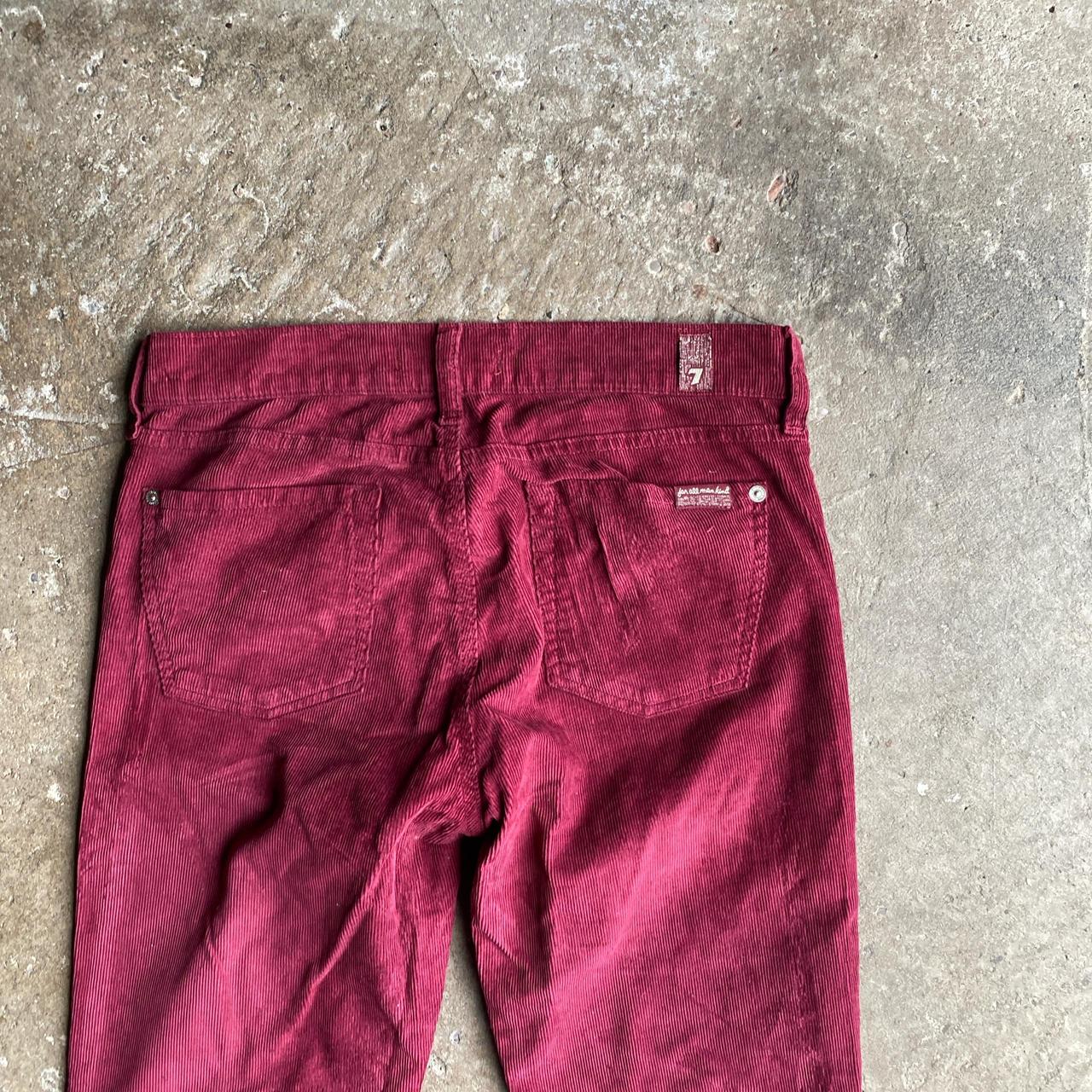 Women’s Burgundy Corduroy 7 For All Mankind Trousers - W26