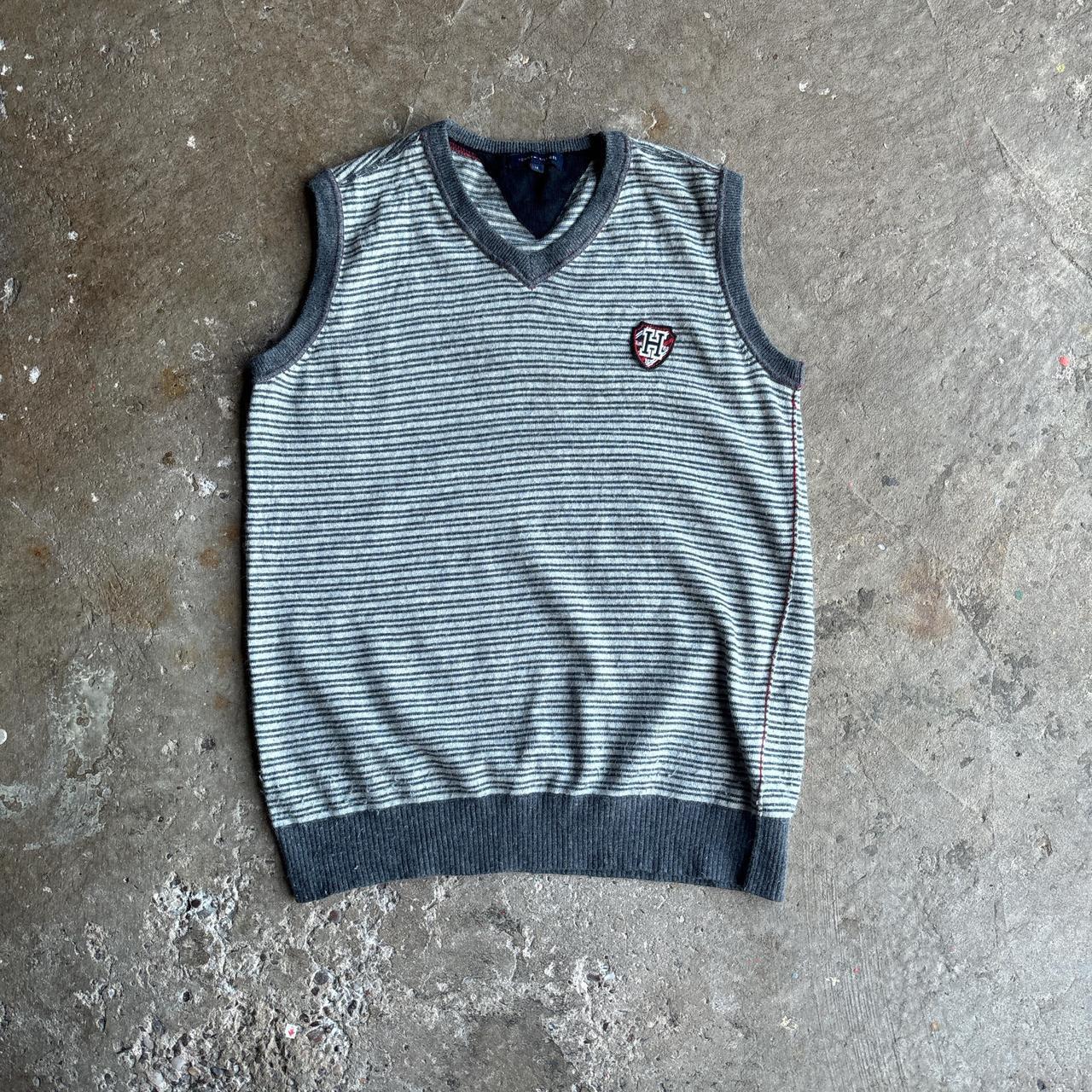 Striped Grey Tommy Hilfiger Knitted Vest - 14 (women’s)
