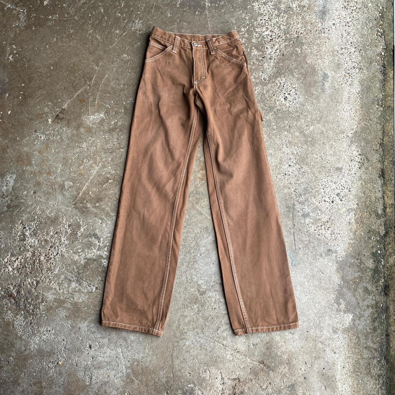 Brown Carpenter Trousers w/ Contrast Stitching - W26