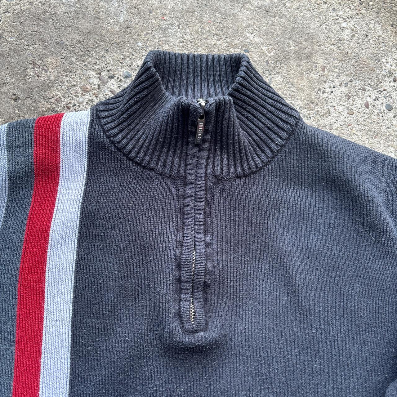 00s Black Tommy Hilfiger knitted quarter zip - M