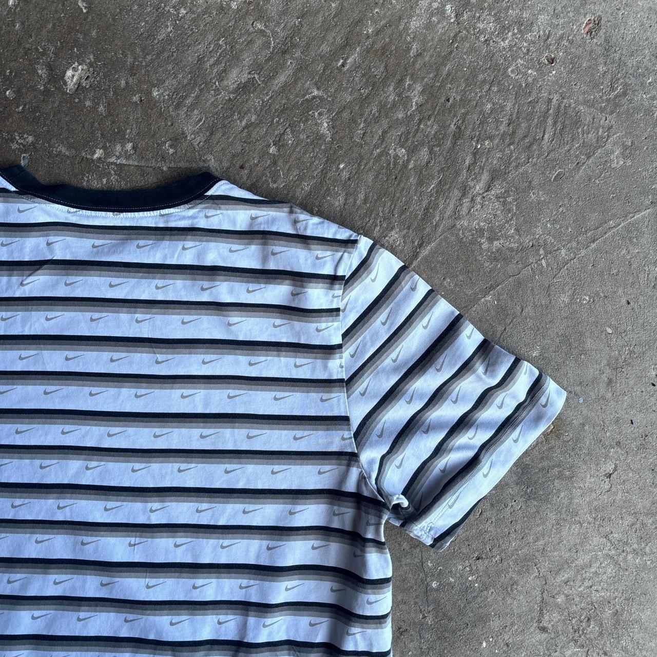 White & Grey Nike Logo Stripe T-Shirt