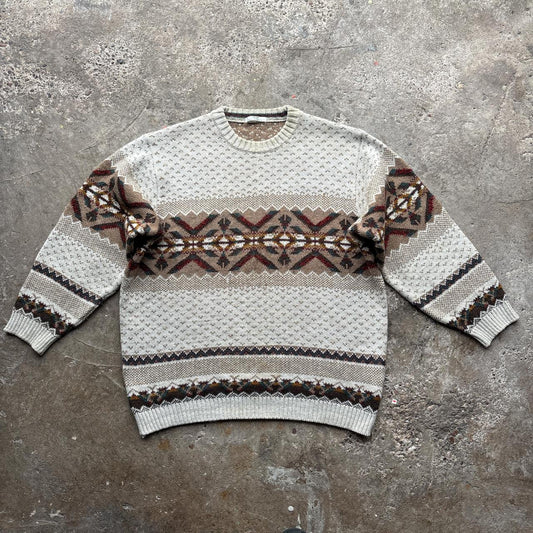 Cream and brown vintage wool sweater